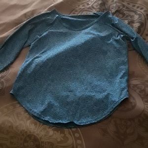 Stone blue silky long sleeve blouse